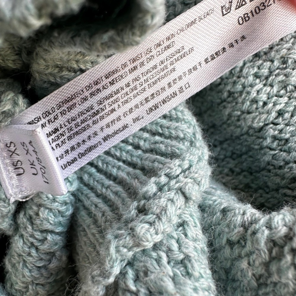 Free People FP Beach Blue Waffle Knit Sweater XS Oversized Tie Waist‎ Cozy - Picture 6 of 8